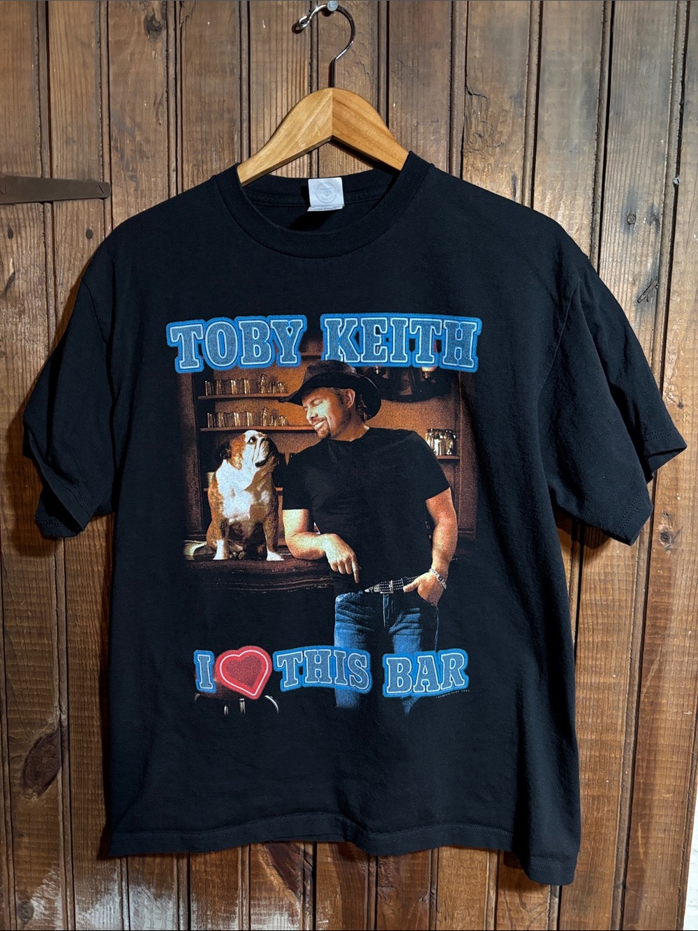 Vintage Toby Keith Black Graphic Tee - "I Love This Bar"